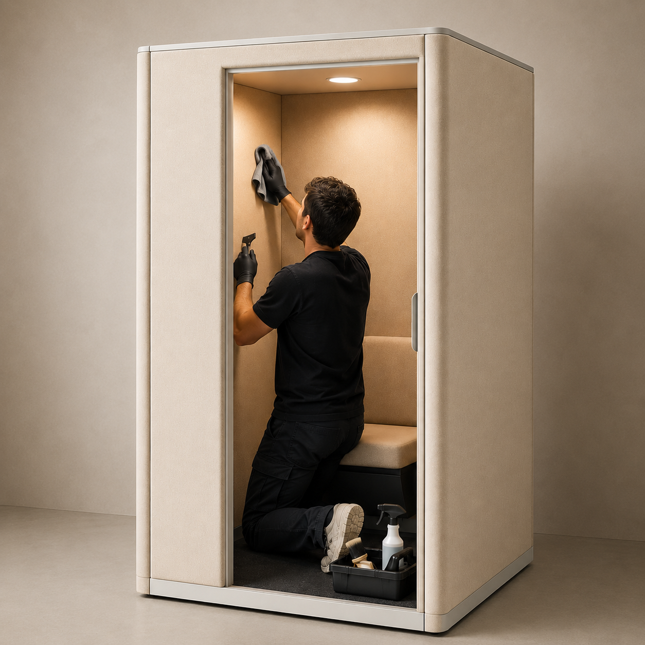 Nettoyage professionnel d'une cabine acoustique