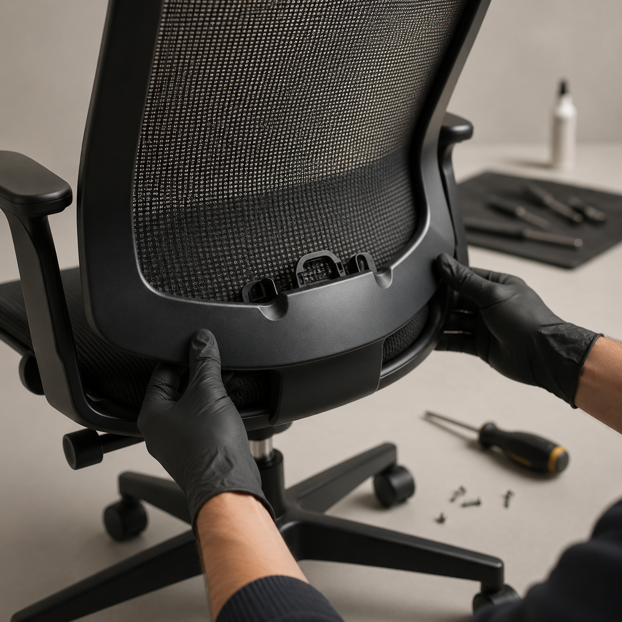 Réparation d'un fauteuil ergonomique